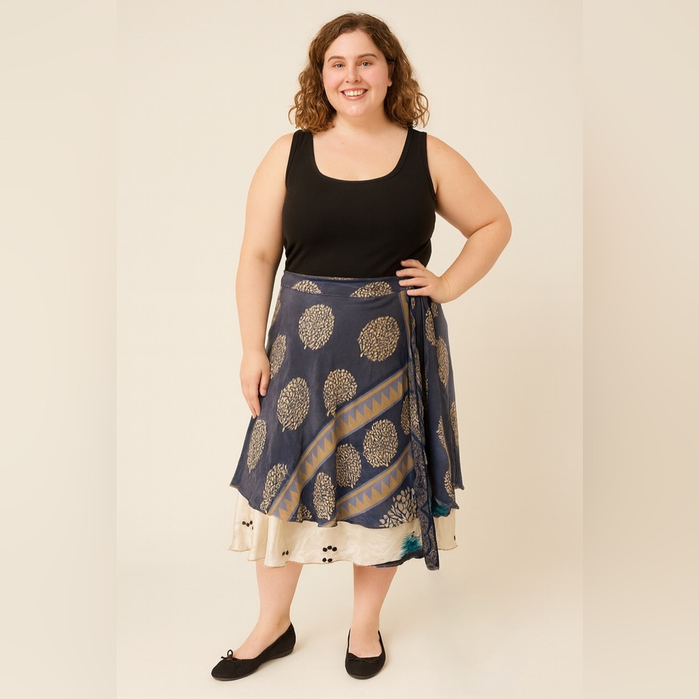 Midi Reversible Wrap Skirt Sizes 8-20